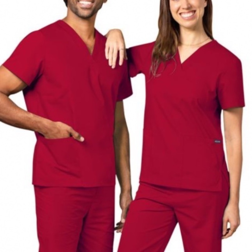 Adar‎ Universal NWT Unisex V-Neck Scrub Top L Red Classic Fit Medical Nursing